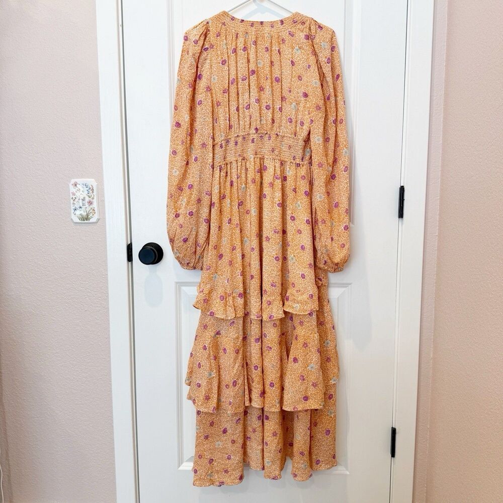 Free People Womens Boho Flowy Tiered Maxi Dress Size Medium Cottagecore Gypsy - Picture 4 of 7